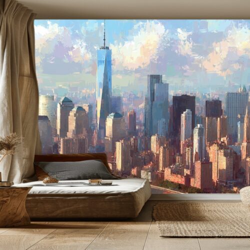 Cityscape Dreams: Urban Skyline Mural