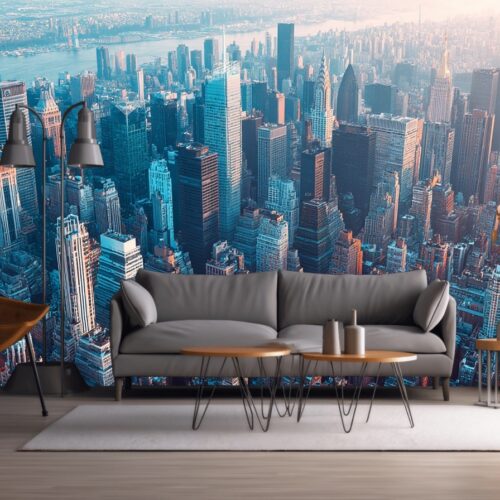 Fotobehangwinkel.nl Skyline Dreams in Scarlet and Blue