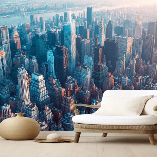 Fotobehangwinkel.nl Skyline Dreams in Scarlet and Blue