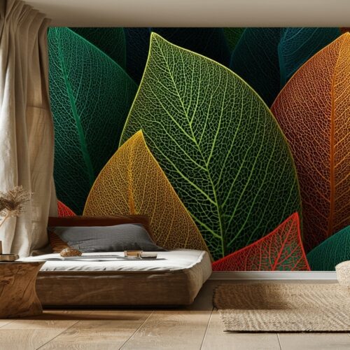 Fotobehangwinkel.nl Vibrant Leaf Symphony Wallpaper