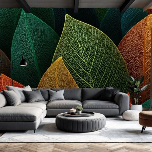 Fotobehangwinkel.nl Vibrant Leaf Symphony Wallpaper