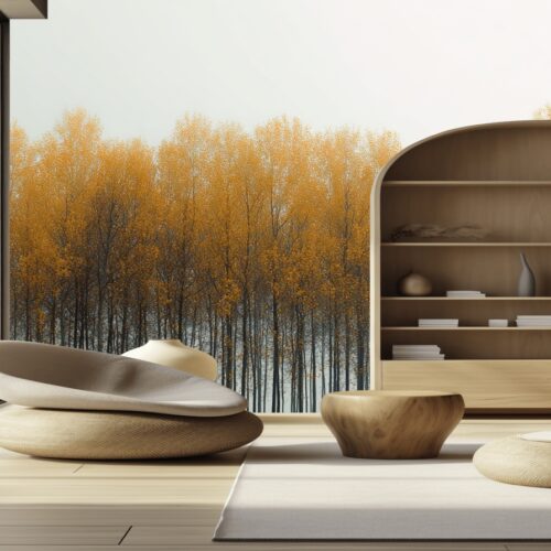 Golden Whispering Woods Wall Mural