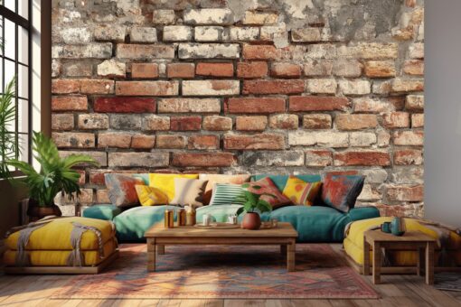 Rustic Vintage Brick Wall Charm