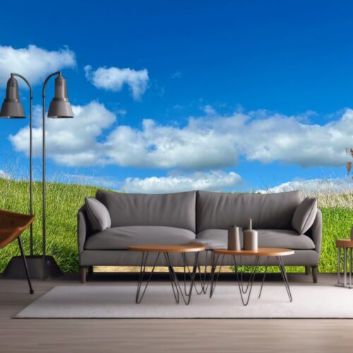 Fotobehangwinkel.nl Fotobehang Rustieke Landweg Onder Blauwe Hemel
