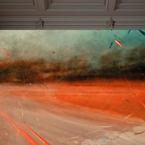 Fotobehang Dromerige Zonsopkomst Op Abstract Canvas