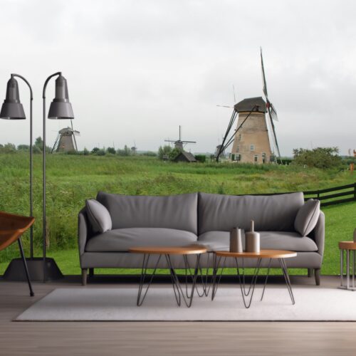 Fotobehangwinkel.nl Fotobehang Rustieke Molens in Groene Weiden