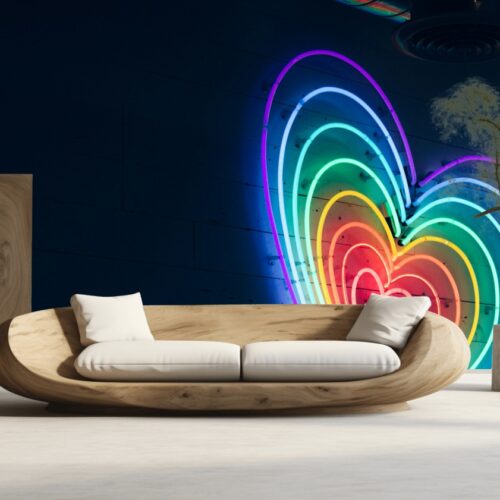 Fotobehangwinkel.nl Fotobehang Kleurrijke Neonhart Vibes