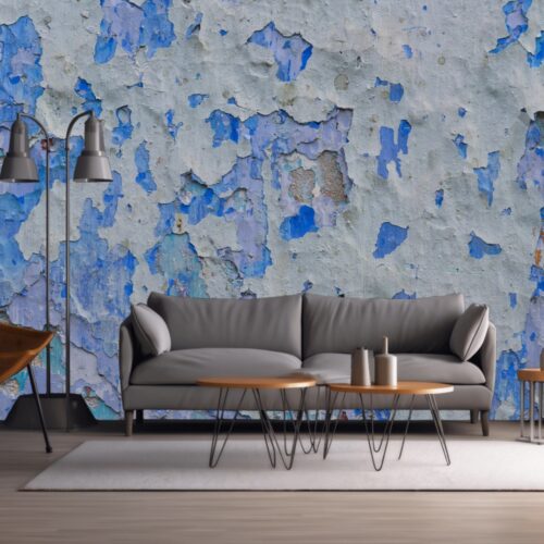 Fotobehangwinkel.nl Fotobehang Oude Muurweelde In Blauwtinten