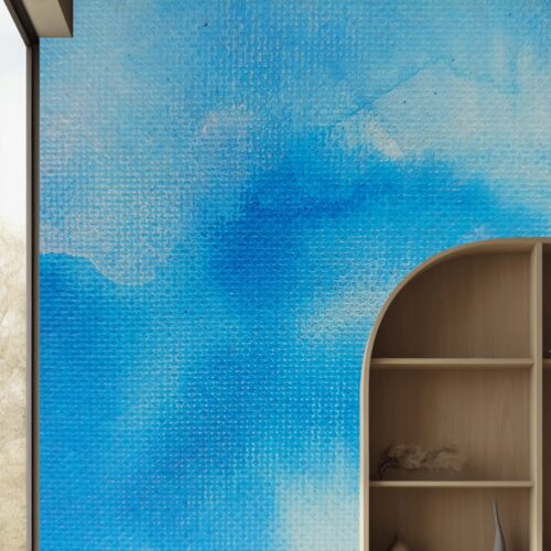 Fotobehang Hemelse Blauw Waterverf Muurschildering